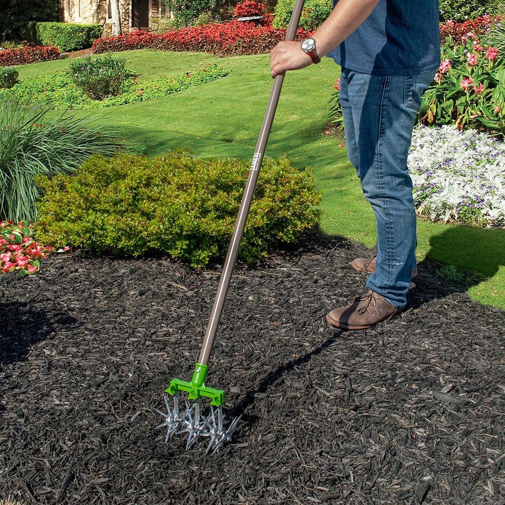 57" Brown and Green Steel Garden Cultivator with Detachable Tines