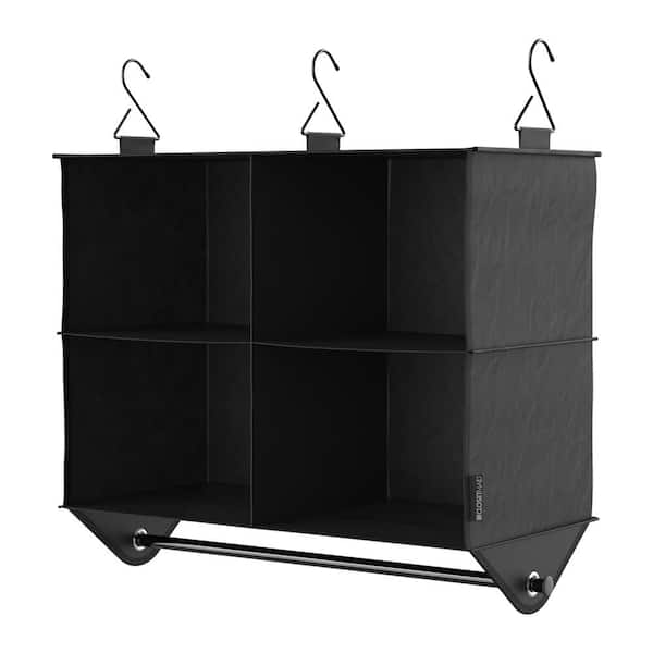 26.10 in. H Charcoal Black Fabric Hanging Closet Organizer with 4 Shelves