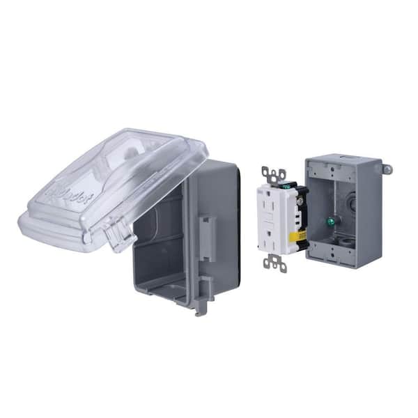 Red Dot 1-Gang GFCI Weatherproof Non-Metallic Electrical Box Cover Kit