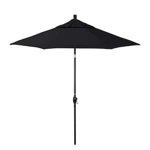 7.5 ft. Stone Black Aluminum Market Patio Umbrella with Crank Lift and Push-Button Tilt in Black Pacifica Premium
