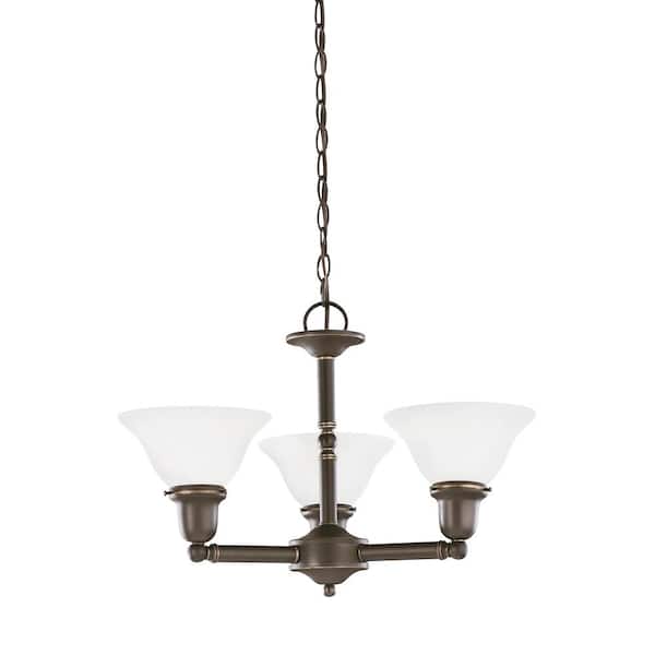 Generation Lighting Sussex 3-Light Heirloom Bronze Transitional Hanging Chandelier with LED Bulbs