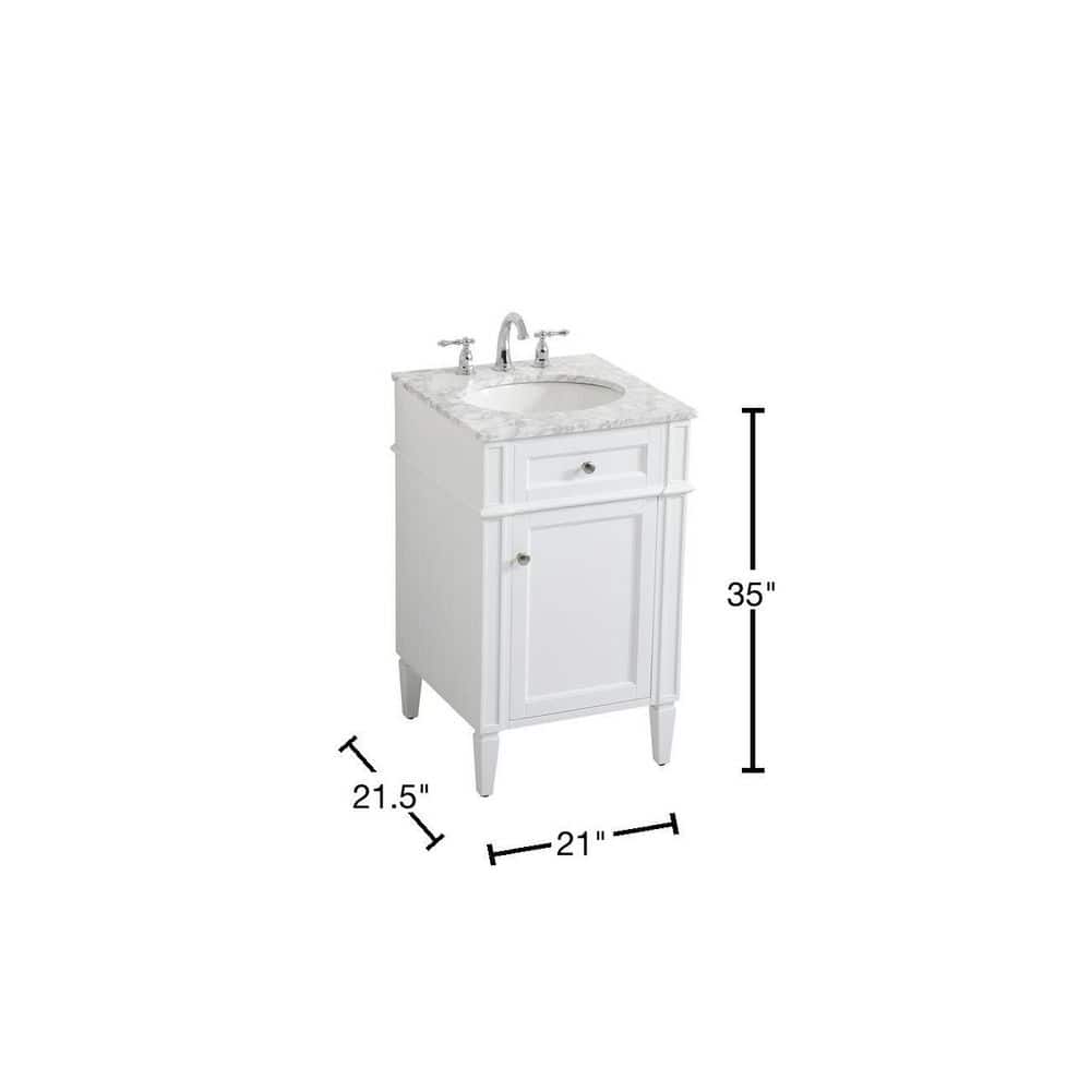 White Carrara Marble Single Sink Vanity with Storage Cabinet