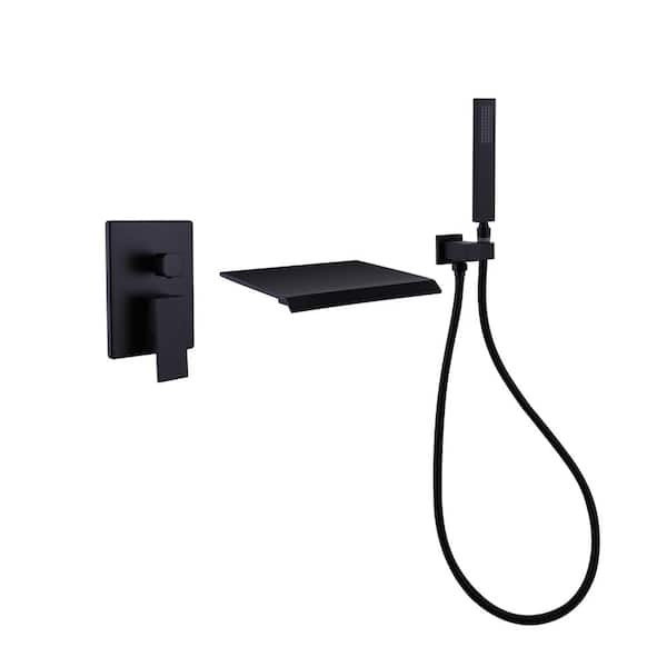 CASAINC Single-Handle 1-Spray Rectangular Tub and Shower Faucet with 2 GPM in Matte Black (Valve Included)