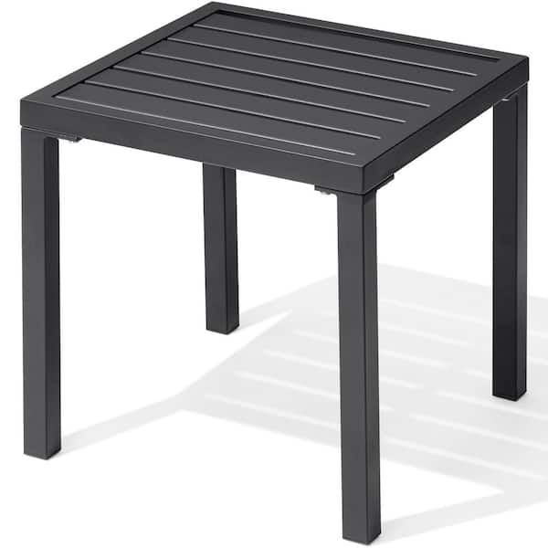 Unbranded 15.7 in. Square Metal Patio Outdoor Side Table in Black (1-Pack)