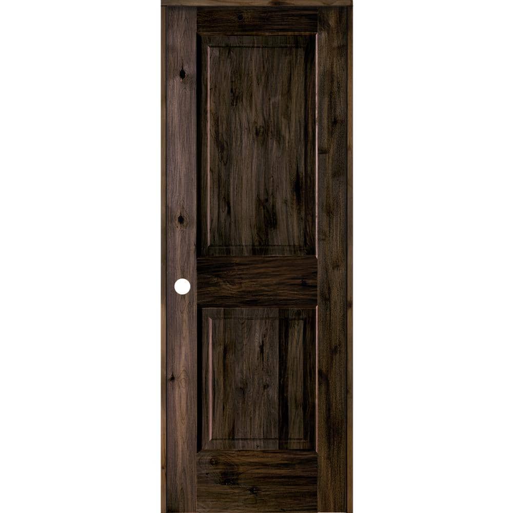 28 in. x 80 in. Rustic Knotty Alder Wood 2 Panel Square Top Right-Hand/Inswing Black Stain Single Prehung Interior Door price history on PriceWatchPro