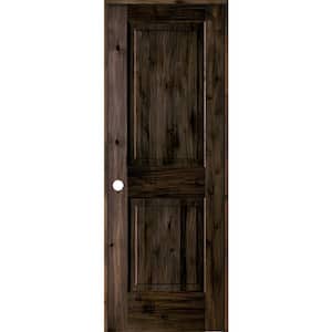 28 in. x 80 in. Rustic Knotty Alder Wood 2 Panel Square Top Right-Hand/Inswing Black Stain Single Prehung Interior Door