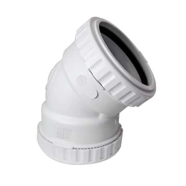 PPI 1-1/2 in. Glueless Soundproof DWV Elbow 45-Degree Push-Tighten Compression Fitting for PVC/ABS Pipe (4-Pack)
