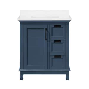 Pembroke 30 in. W x 22 in. D x 35 in. H Single Sink Bath Vanity in Grayish Blue with White Engineered Stone Top