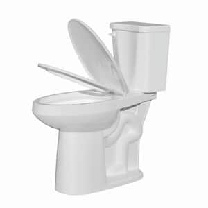 19 in. 2-Piece Toilet Single Flush 1.28 GPF Map Flush 1000g Elongated White Toilet With Soft Close Seat 12 in. Rough in