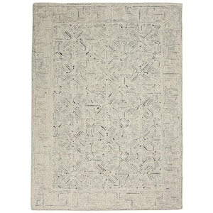 Vail Ivory/Navy 5 ft. x 7 ft. Contemporary Area Rug