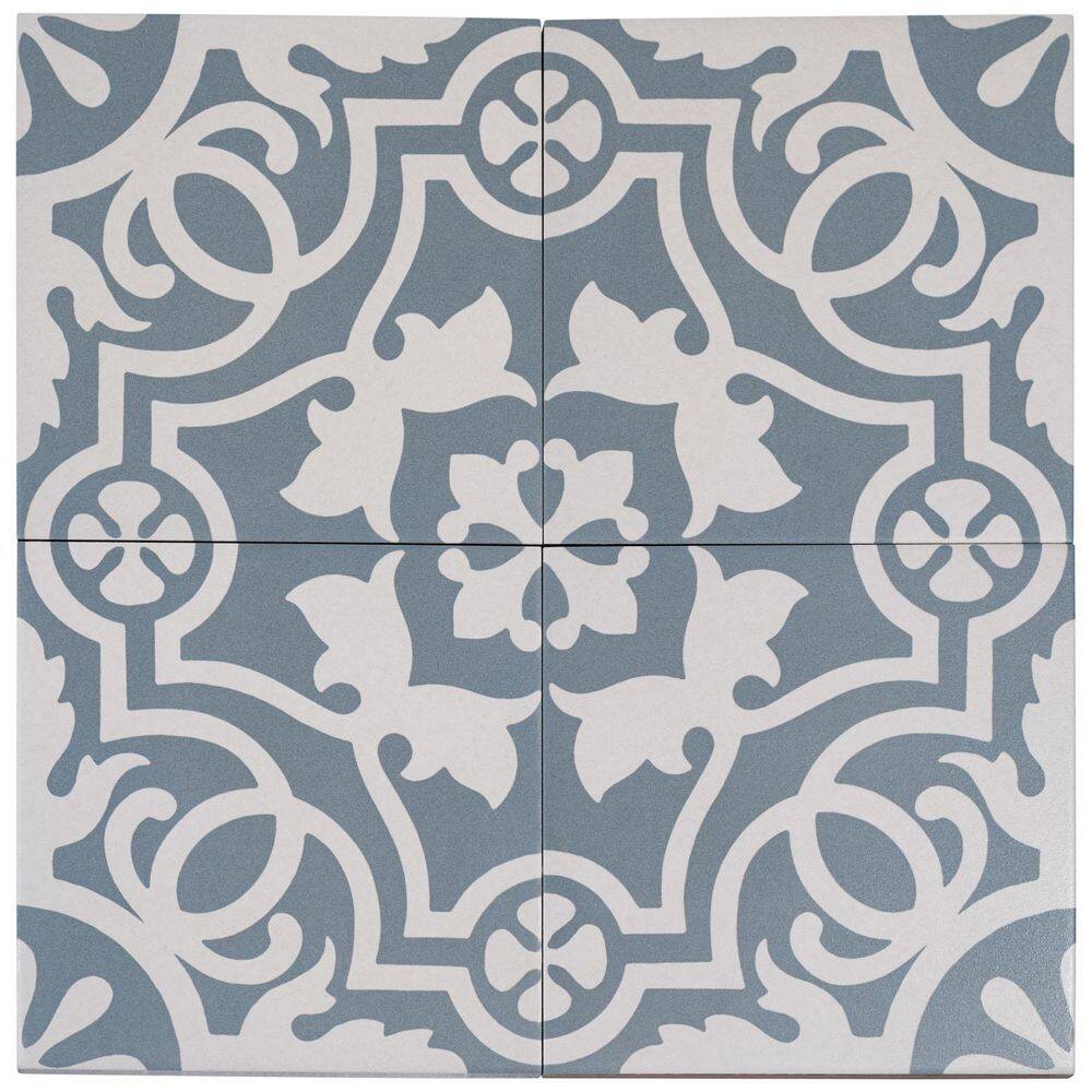 Bliss Beaux Blue and White Matte Porcelain Square Tile