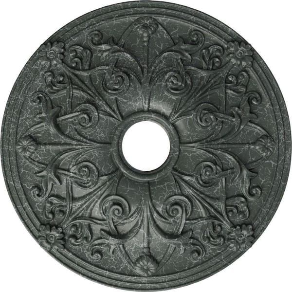 Ekena Millwork 2-1/8" x 23-5/8" x 23-5/8" Polyurethane Jamie Ceiling Medallion, Athenian Green Crackle