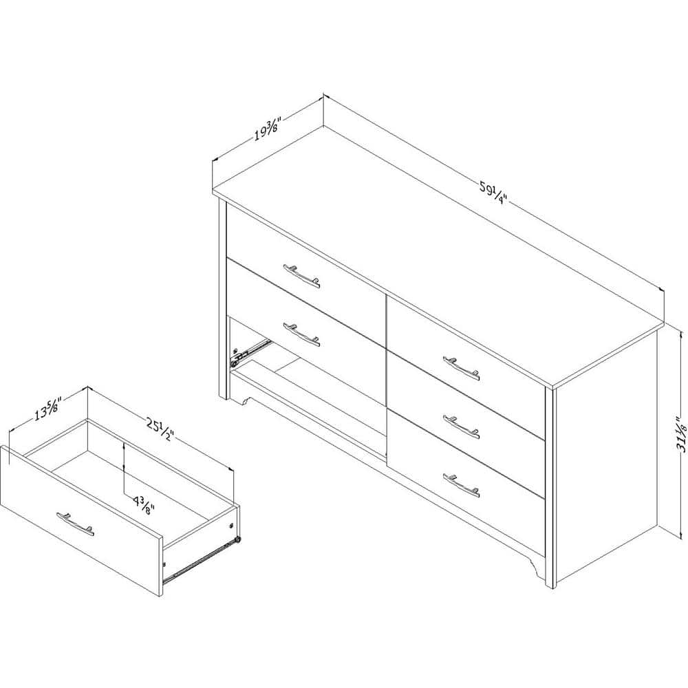 Gray Oak Double Dresser with Soft Close Drawers