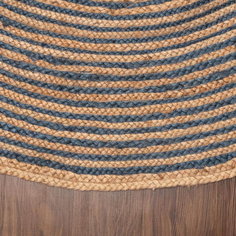 Lenexa Navy Blue Handwoven Jute 8' Round Area Rug