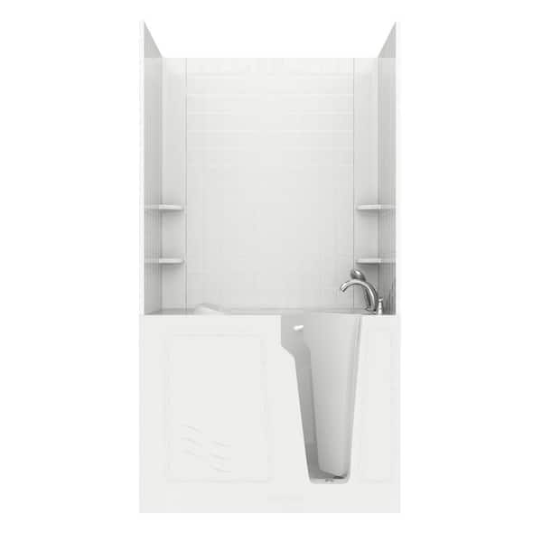 Unbranded NOVA Heated Rampart 4.4 ft. Walk-in Non-Whirlpool Bathtub with 4 in. Tile Easy Up Adhesive Wall Surround in White