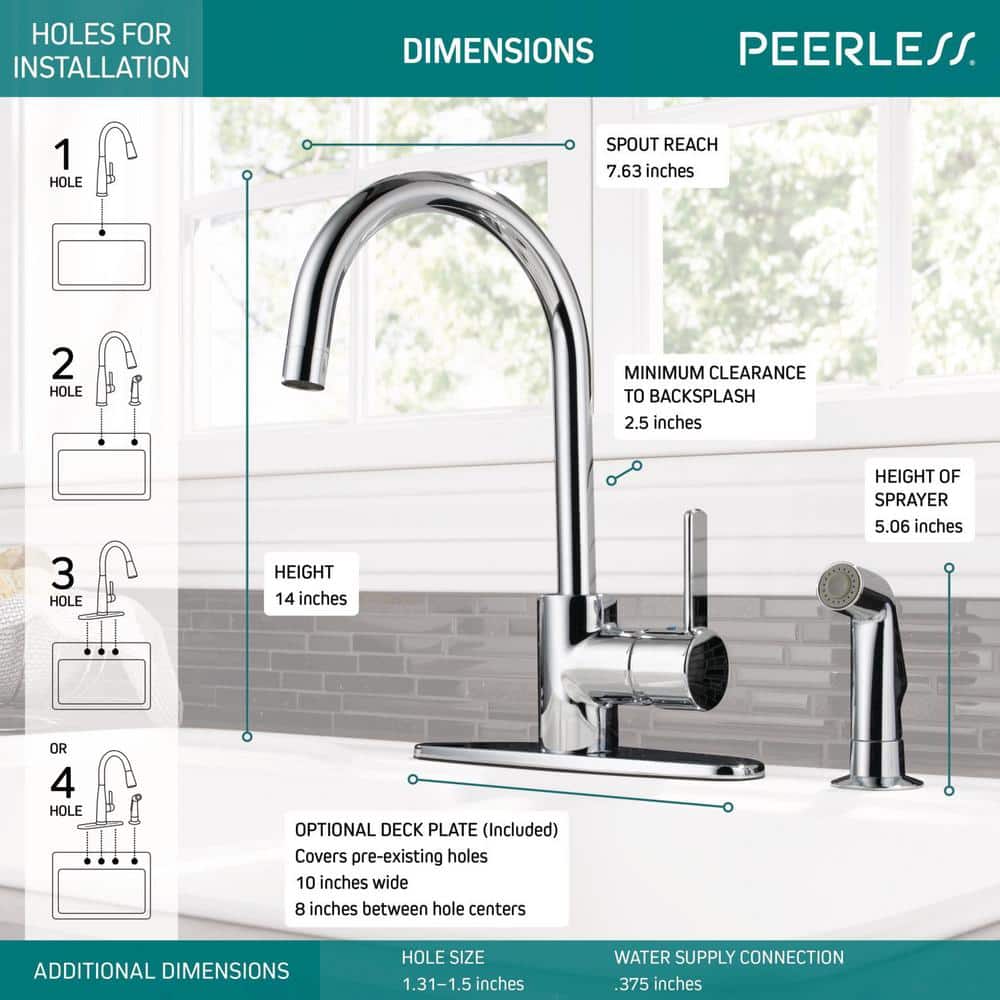 Chrome Single Handle Kitchen Faucet with Pull-out Spray