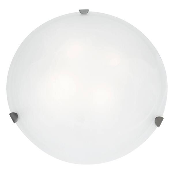 Access Lighting Mona 4-Light Brushed Steel Flush Mount with White Glass Shade