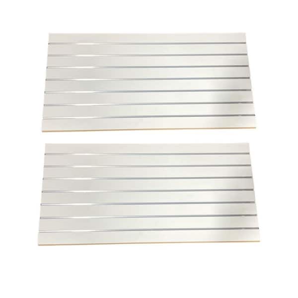 24 in. H x 48 in. W White Slatwall Panels with Metal Inserts