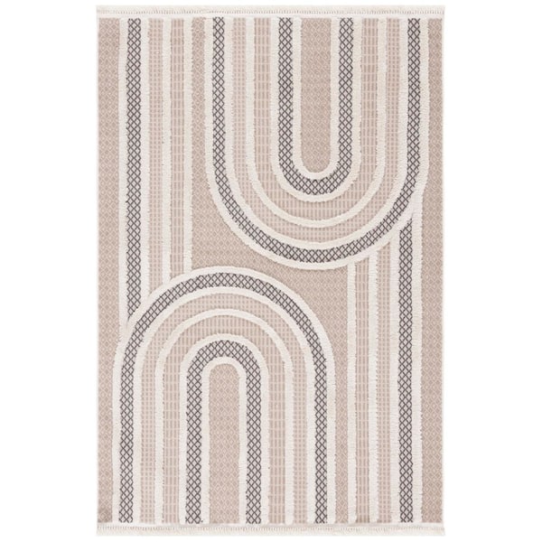 Urban 8 ft. x 10 ft. Beige/Ivory Geometric High-Low Area Rug