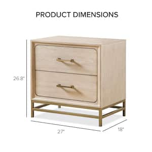 Lena Oak 2-Drawer 27 in. W Nightstand (Set of 2)