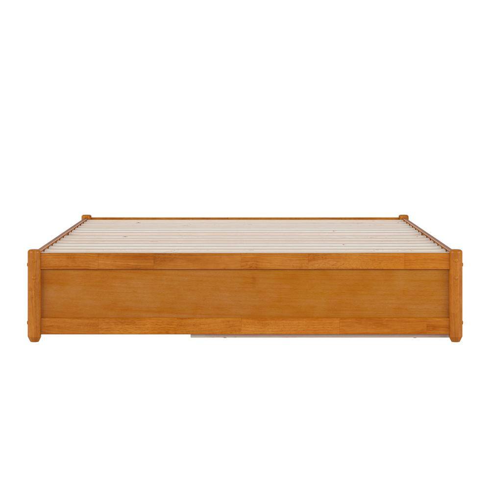 Barcelona Light Toffee Queen Wood Panel Platform Bed with Twin XL Trundle