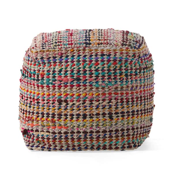 Noble House Madrid Ecru Cube Pouf