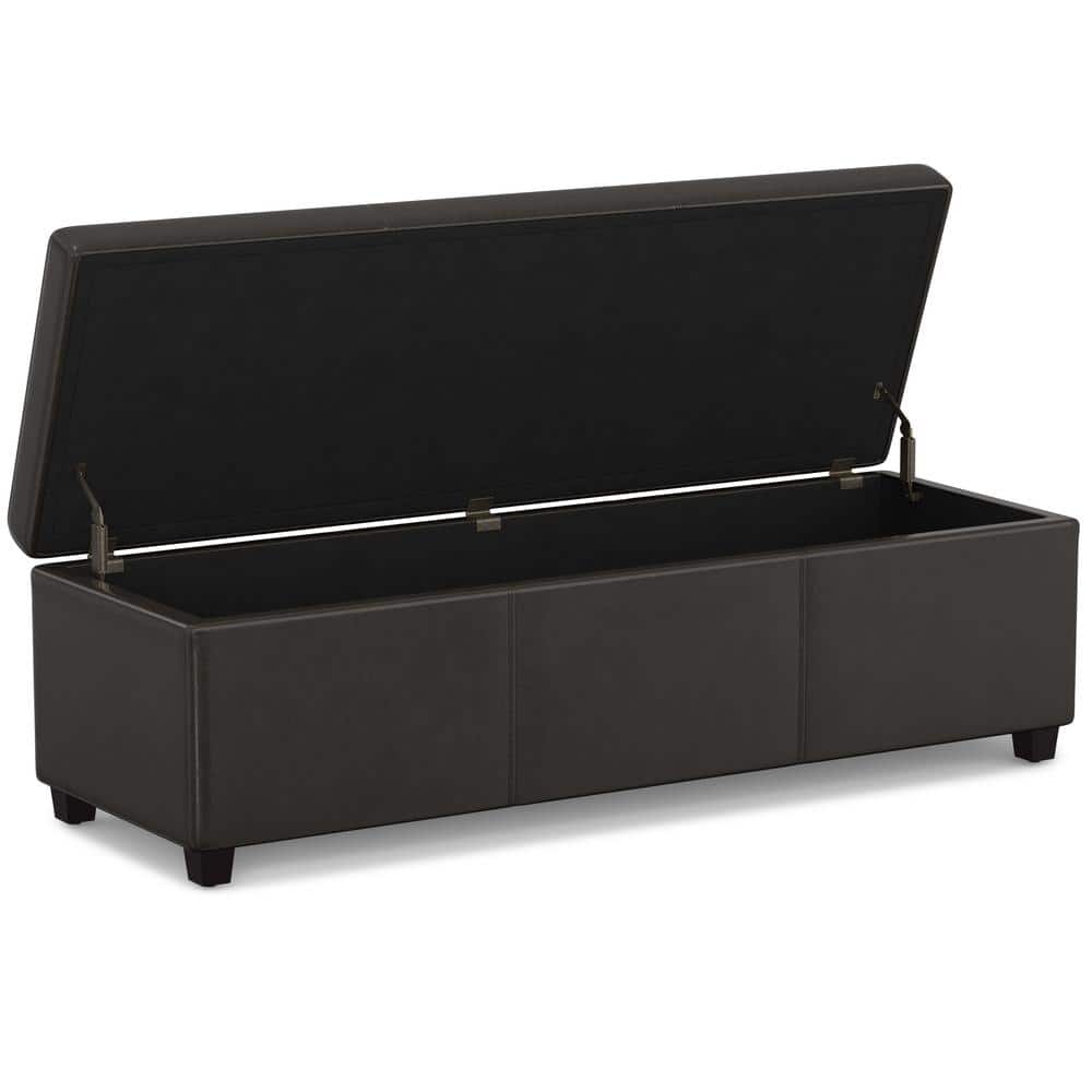 Tanners Brown Faux Leather Extra Large Storage Ottoman Bench