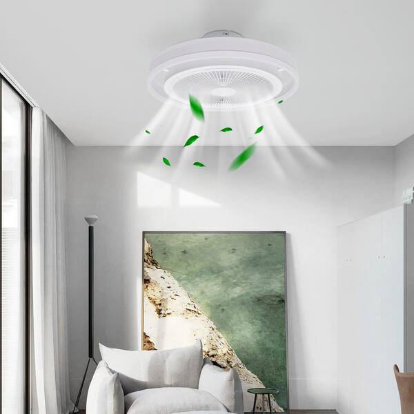 16'' Circular Dimmable LED Modern Ceiling Fan Light Chandelier with Fan  Flush Mount Ceiling Fan for Bedroom Dining Room – Dazuma