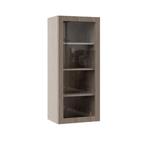 Designer Series Edgeley Assembled 18x42x12 in. Wall Kitchen Cabinet with Glass Door in Driftwood