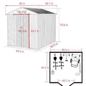 8 ft. W x 8 ft. D Metal Outdoor Storage Shed 64 sq. ft., Gray