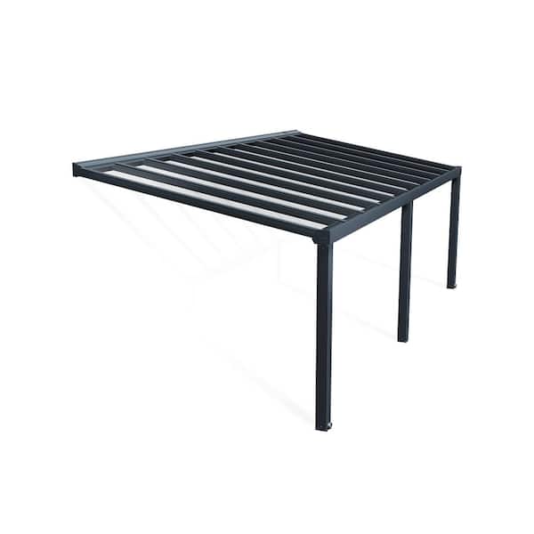 Stockholm 11 ft. x 24 ft. Gray/Clear Aluminum Patio Cover