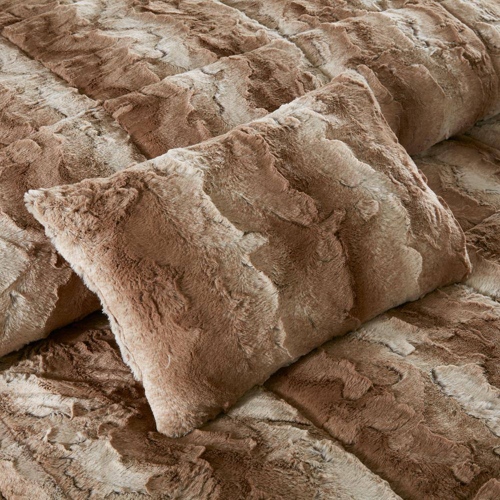 Tan Faux Fur Down Alternative Comforter Set