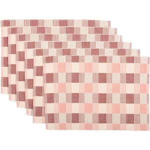 Daphne 18 in. W. x 12 in. H Pink Ribbed Cotton Placemat Set of 6