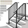 Photo 1 of 2-Pack 3 Step 36 in. H x 40 in. W Black Wrought Iron Stair Railing Kit with Curved Ends and Safty Balusters


