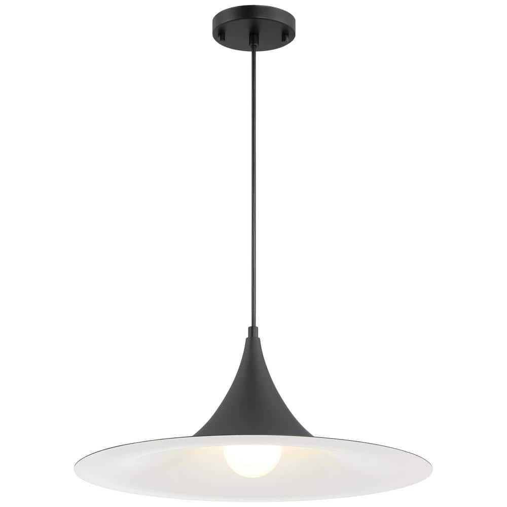 Access Lighting Costa 4 -Watt 1-Light Matte Black Cone Pendant Light with Steel Shade and LED Bulb Included