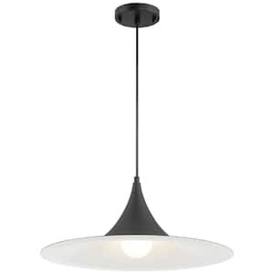Costa 4 -Watt 1-Light Matte Black Cone Pendant Light with Steel Shade and LED Bulb Included