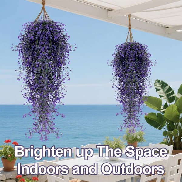 5.9 in. Artificial Hanging Vine 30 in. Purple Family Mini Funnel
