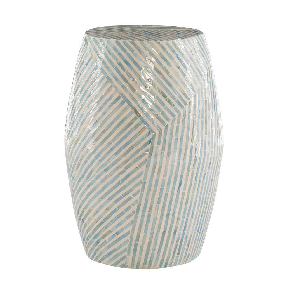 Jaynie Ivory Mosaic Capiz Drum Table 19.75 in. Tall