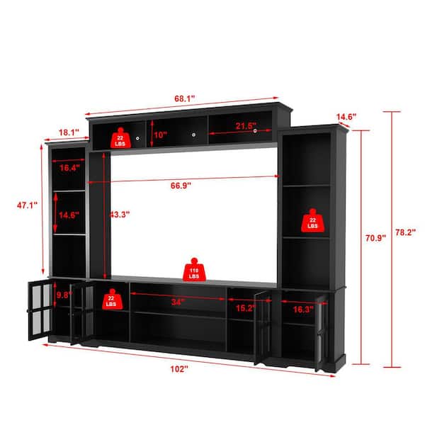 TV-134-BK ［BLACK］ Have a question about FUFU&GAGA Entertainment Wall Unit with