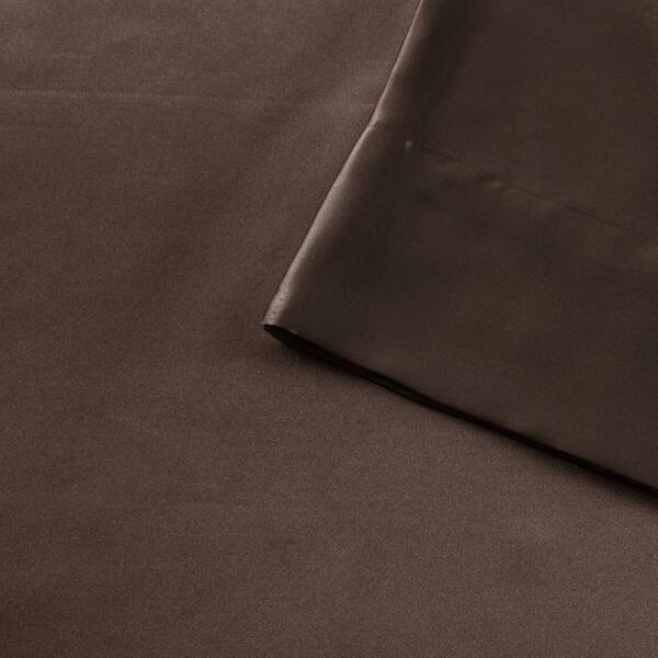 Madison Park Satin 6-Piece Chocolate Solid Polyester Queen Luxury