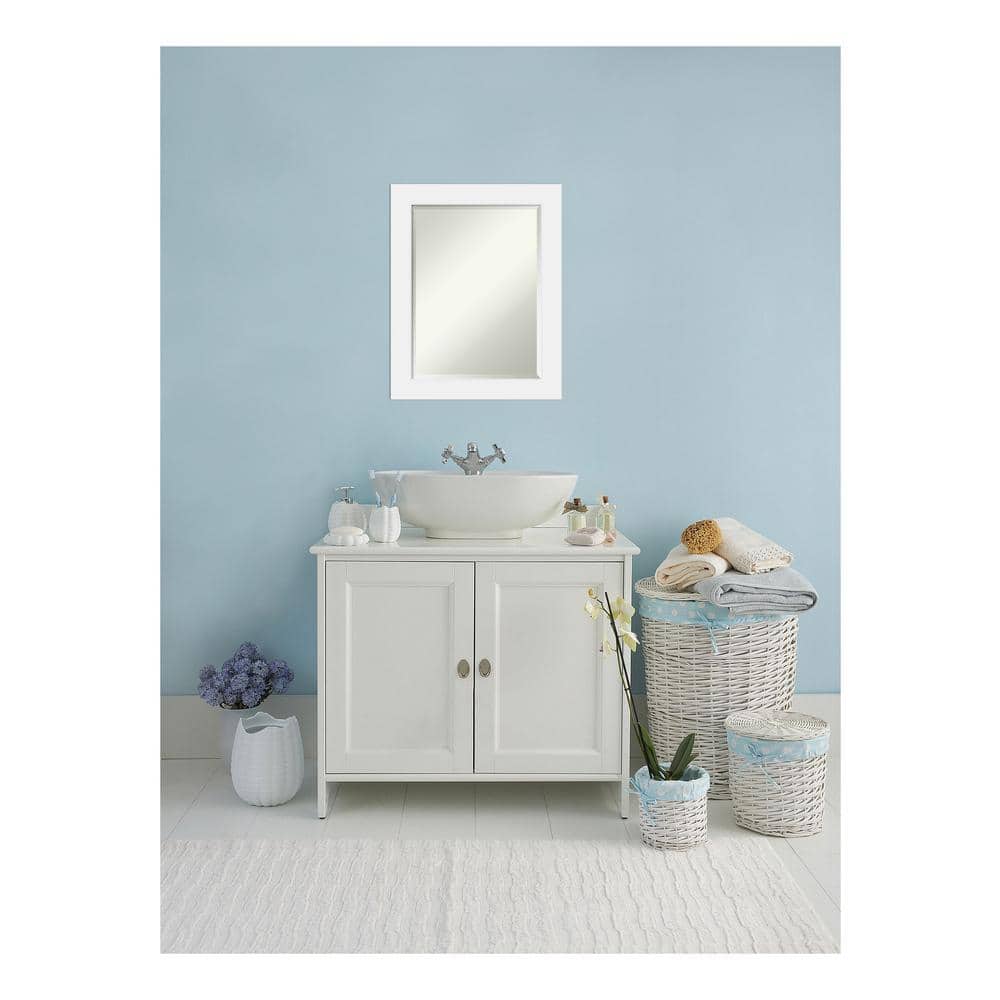 Corvino White Rectangular Wood Bathroom Vanity Mirror
