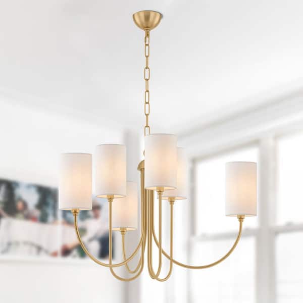 KLOOOR 6 light Chandelier Aged Brass Chandelier Ceiling Light