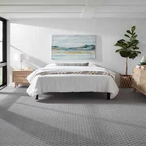 Sharp Perception Electric Gray 37 oz. Polyester Pattern Installed Carpet