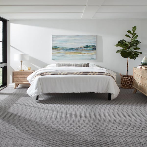 Sharp Perception Electric Gray 37 oz. Polyester Pattern Installed Carpet