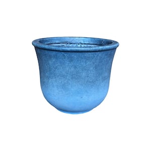 Large 15.7 in. Tall Blue Lightweight Concrete Modern Vibrant Ombre Round Planter