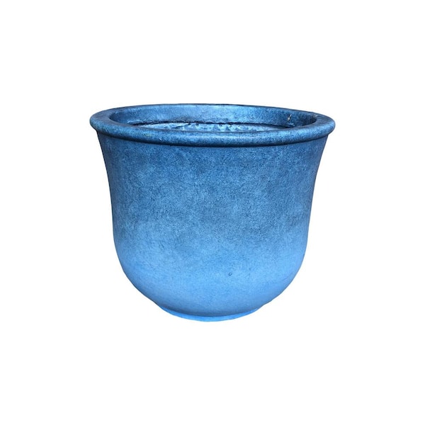 KANTE Large 15.7 in. Tall Blue Lightweight Concrete Modern Vibrant Ombre Round Planter