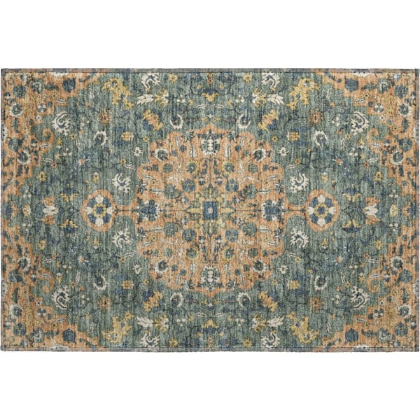 Mayfield Premium Machine Washable Abstract AMF2463 Copper 2 ft. x 3 ft. Accent Rug