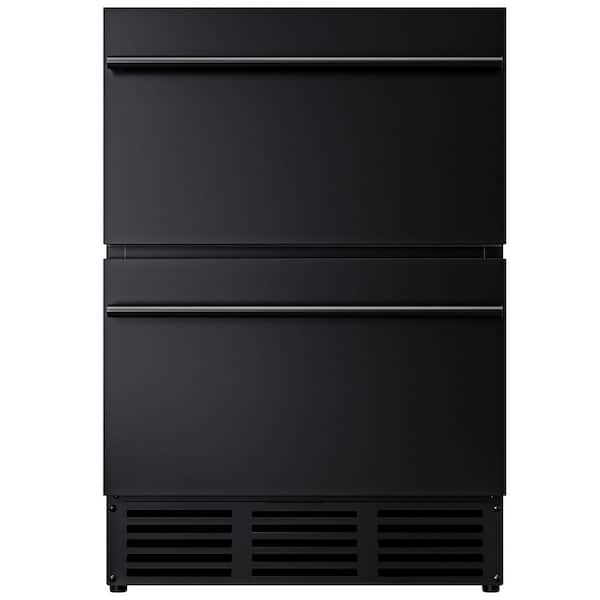 24 in. 4.9 cu. ft. Undercounter Freestanding/Built-in Double Drawer Refrigerator in Black with LED