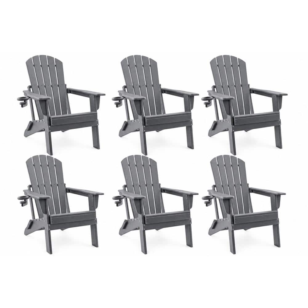 HDPE Folding Adirondack Chair with Cup Holder, Weather-Resistant, Low Maintenance, Supports up to 400lbs, Set of 6 price history on PriceWatchPro