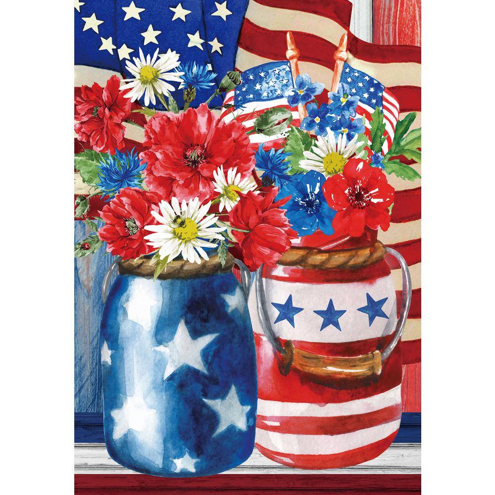 Patriotic Red White and Blue Polyester Outdoor House Flag